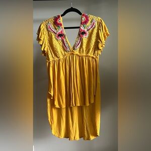 Free People Sunny Yellow Textured Top